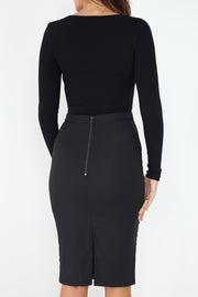 V Neck Ribbed Bodysuit - Milan The Label