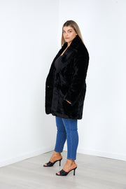 Long Fur Jacket - Black - Milan The Label