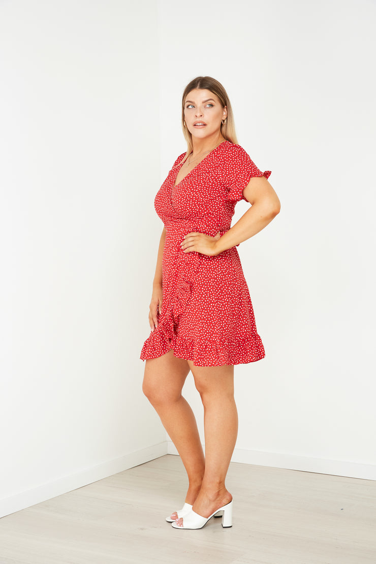 Natalie Mini Wrap Dress - Red - Milan The Label