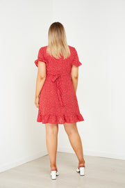 Natalie Mini Wrap Dress - Red - Milan The Label