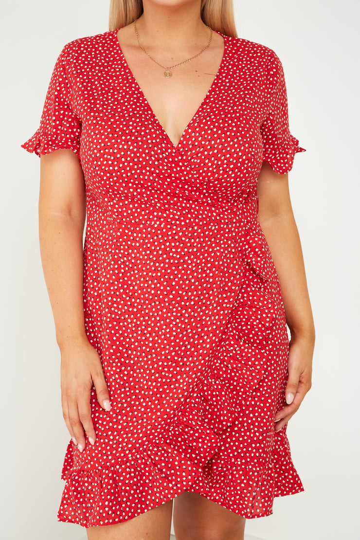 Natalie Mini Wrap Dress - Red - Milan The Label