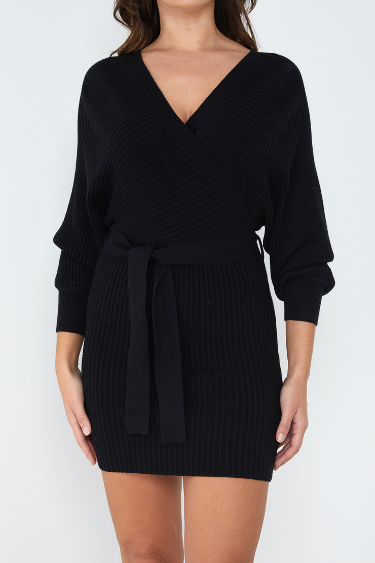 Short Venice Knit Dress - Black - Milan The Label