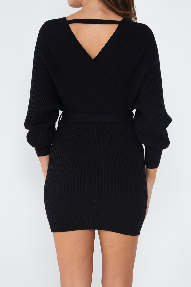 Short Venice Knit Dress - Black - Milan The Label