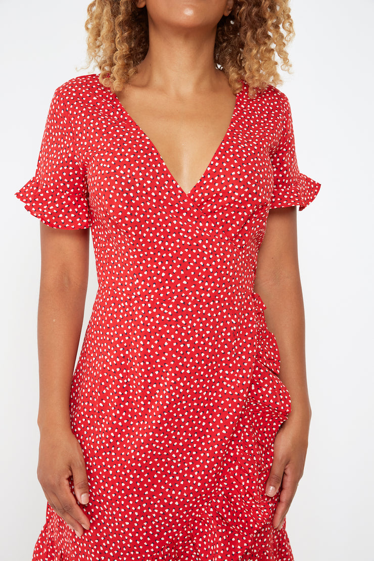 Natalie Mini Wrap Dress - Red - Milan The Label