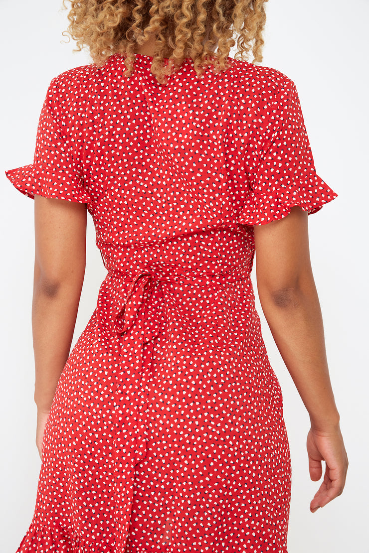 Natalie Mini Wrap Dress - Red - Milan The Label