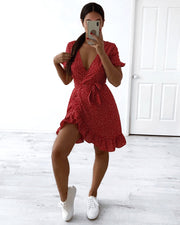 Natalie Mini Wrap Dress - Red - Milan The Label